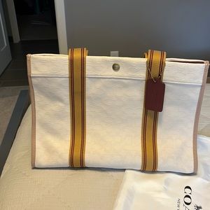 Coach Signature Monogram Canvas Spin Tote Bag